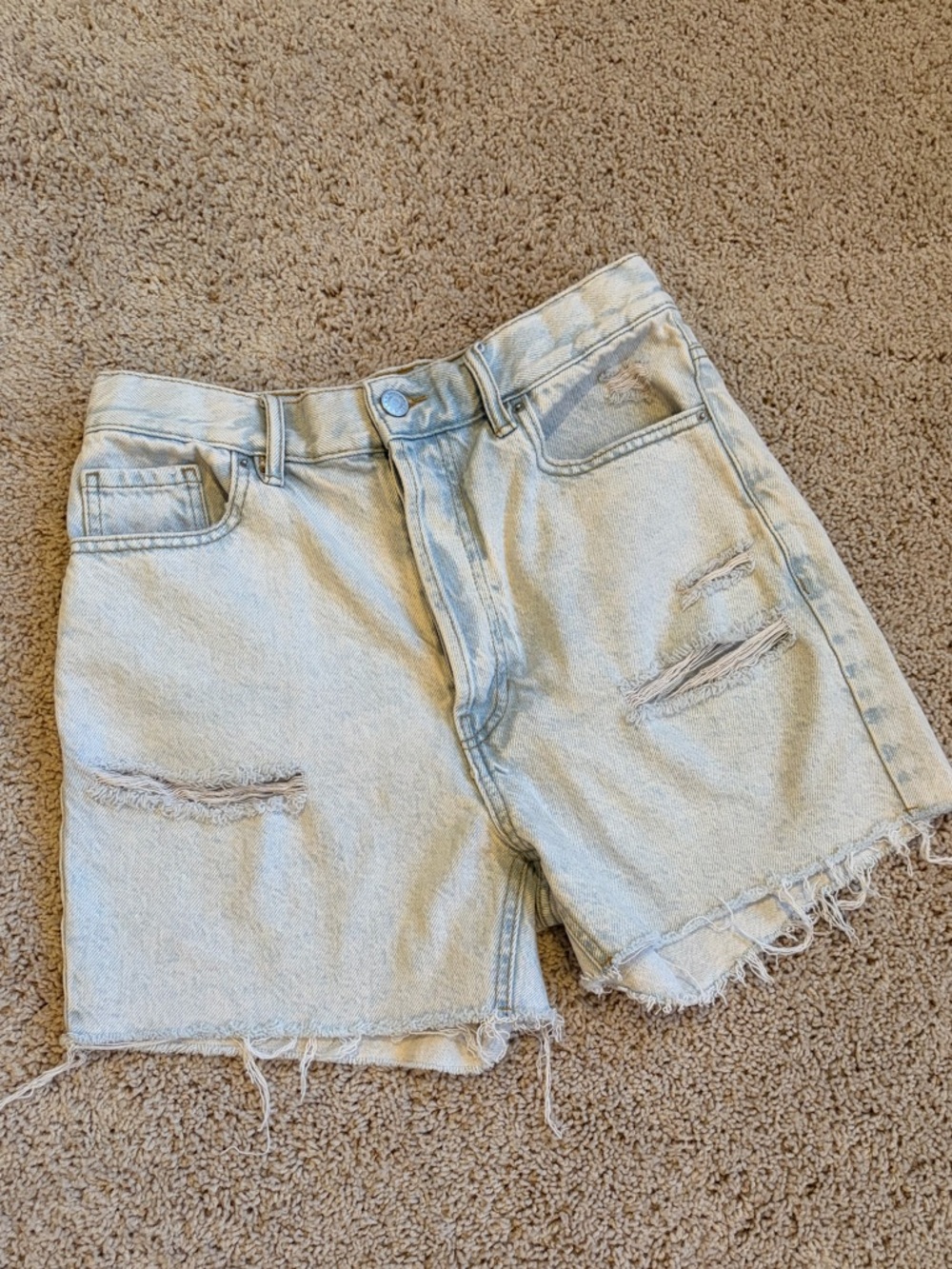 PAC Sun Light Wash Distressed Denim Shorts - Casual High-Rise Style Size 27